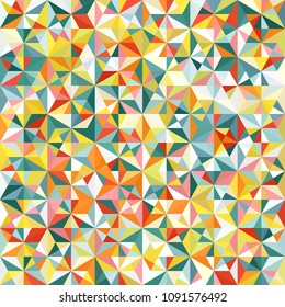Abstract geometric low poly hexagon diamond triangle ornament vector illustration. Seamless pattern. Spring summer mosaic texture background for prints, textile, fabric, package, cover, greeting card