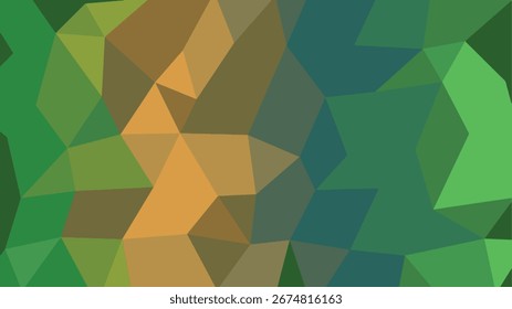 Abstract geometric low poly pattern with a gradient of green, brown, and teal colors. Scalable vector format suitable for print ...