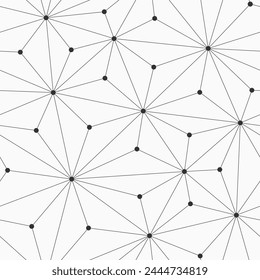 Abstrakte geometrische Low Poly nahtlose Vektorgrafik Muster mit Dreiecken und Punkten. Polygonale Struktur verbundener Punkte und Linien. Vektorgrafik monochromer polygonaler Hintergrund.