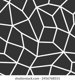 Abstract geometric low poly seamless vector pattern with tiles. Filled black geometric shapes. Minimalistic design. Low poly art. Vector monochrome polygonal background.