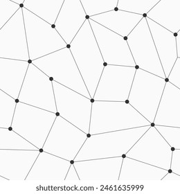 Abstract geometric low poly seamless vector pattern with lines and dots. Polygonal structure of connected dots and lines. Vector monochrome polygonal background.