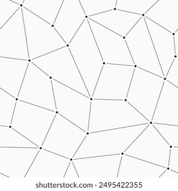 Abstract geometric low poly seamless vector pattern with lines and dots. Polygonal structure of connected lines. Vector monochrome polygonal background.