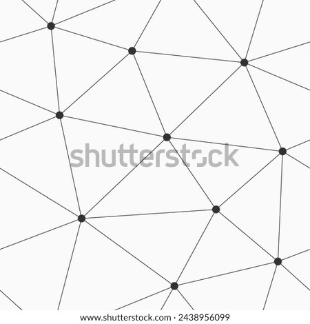 Abstract geometric low poly seamless vector pattern with triangles and dots. Polygonal structure of connected dots and lines. Vector monochrome polygonal background.