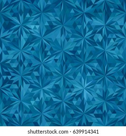Abstract geometric low poly triangles hemp ornament vector illustration. Seamless pattern.  Sea blue gradient mosaic texture background.