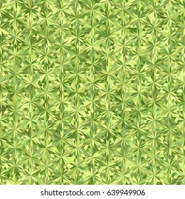 Abstract geometric low poly triangles hemp ornament vector illustration. Seamless pattern.  Green leaves gradient mosaic texture background.