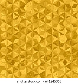 Abstract geometric low poly triangles hemp ornament vector illustration. Seamless pattern.  Goldenrod yellow brown golden gradient mosaic texture background.