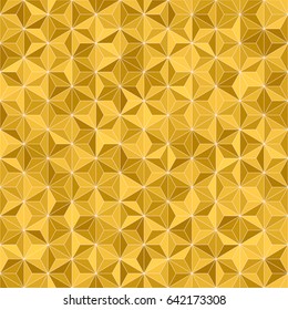 Abstract geometric low poly triangles hemp ornament vector illustration. Seamless pattern.  Goldenrod yellow brown golden gradient mosaic texture background.