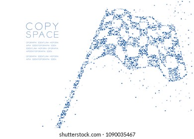 Abstract Geometric Low polygon square box pixel and Triangle pattern Checkered flag shape, business success concept design blue color illustration on white background with copy space, vector eps 10