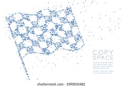 Abstract Geometric Low polygon square box pixel and Triangle pattern Checkered flag shape, business success concept design blue color illustration on white background with copy space, vector eps 10