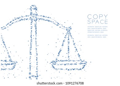 Abstract Geometric Low polygon square box pixel and Triangle pattern Scales balance shape, judgment concept design blue color illustration on white background with copy space, vector eps 10