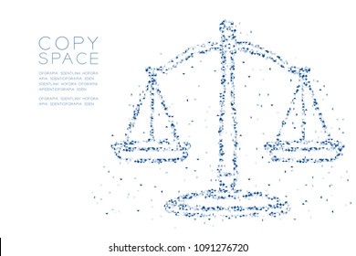 Abstract Geometric Low polygon square box pixel and Triangle pattern Scales balance shape, judgment concept design blue color illustration on white background with copy space, vector eps 10