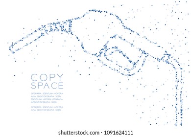 Abstract Geometric Low polygon square box pixel and Triangle pattern Gas nozzle shape, transport energy concept design blue color illustration on white background with copy space, vector eps 10