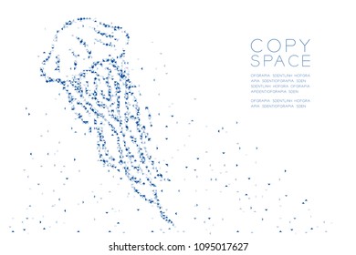 Abstract Geometric Low polygon square box pixel and Triangle pattern Jellyfish shape, aquatic and marine life concept design blue color illustration on white background with copy space, vector eps 10