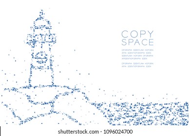Abstract Geometric Low polygon square box pixel and Triangle pattern Lighthouse shape, aquatic and marine life concept design blue color illustration on white background with copy space, vector eps 10