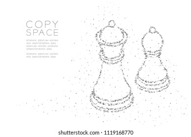 Abstract Geometric Low polygon square box pixel and Triangle pattern Chess King and pawn shape, Business strategy concept design black color illustration on white background with copy space, vector