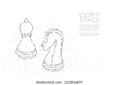 Abstract Geometric Low polygon square box pixel and Triangle pattern Chess Knight and pawn shape, Business strategy concept design black color illustration on white background with copy space, vector