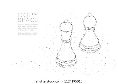 Abstract Geometric Low polygon square box pixel and Triangle pattern Chess Bishop and pawn shape, Business strategy concept design black color illustration on white background with copy space, vector