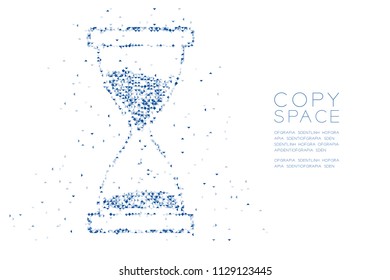 Abstract Geometric Low polygon square box pixel and Triangle pattern Hourglass shape, digital reminder concept design blue color illustration on white background with copy space, vector eps 10