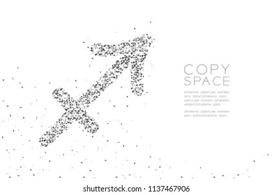 Abstract Geometric Low polygon square box pixel and Triangle pattern Sagittarius Zodiac sign shape, star constellation concept design black color illustration on white background with space, vector