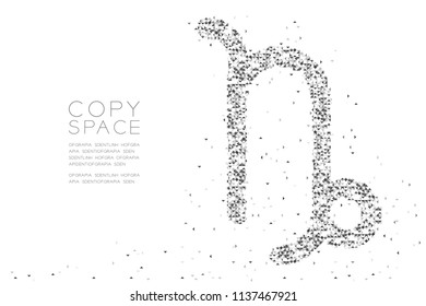 Abstract Geometric Low polygon square box pixel and Triangle pattern Capricorn Zodiac sign shape, star constellation concept design black color illustration on white background with copy space, vector