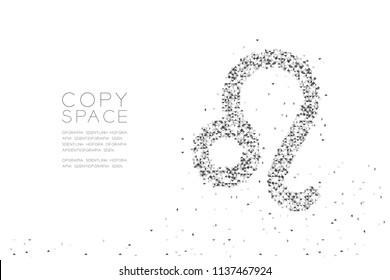 Abstract Geometric Low polygon square box pixel and Triangle pattern Leo Zodiac sign shape, star constellation concept design black color illustration on white background with copy space, vector
