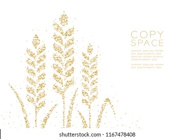 Abstract Geometric Low polygon square box pixel and Triangle pattern Wheat shape, Bakery concept design gold color illustration on white background with copy space, vector