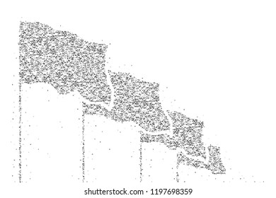 Abstract Geometric Low polygon square box pixel and Triangle pattern Flag group shape black color illustration on white background with copy space, vector eps 10