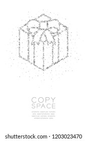 Abstract Geometric Low polygon square box pixel and Triangle pattern Gift box shape, Happy Birthday concept design black color illustration on white background with copy space, vector eps 10