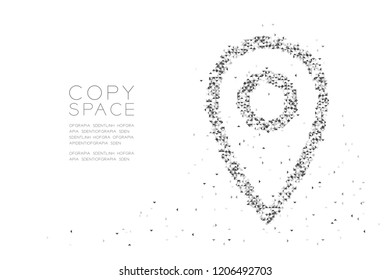 Abstract Geometric Low polygon square box pixel and Triangle pattern GPS navigator icon shape, concept design black color illustration on white background with copy space, vector eps 10