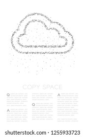 Abstract Geometric Low polygon square box pixel and Triangle pattern Cloud symbol shape, Technology concept design black color illustration on white background with copy space, vector eps 10