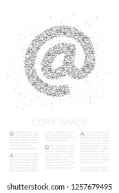 Abstract Geometric Low polygon square box pixel and Triangle pattern At sign icon, Online concept design black color illustration on white background with copy space, vector eps 10