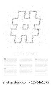 Abstract Geometric Low polygon square box pixel and Triangle pattern Hashtag sign, social network connect concept design black color illustration on white background with copy space, vector eps 10