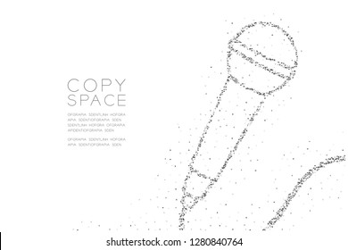 Abstract Geometric Low polygon square box pixel and Triangle pattern Retro Microphone, Music equipment concept design black color illustration on white background with copy space, vector eps 10