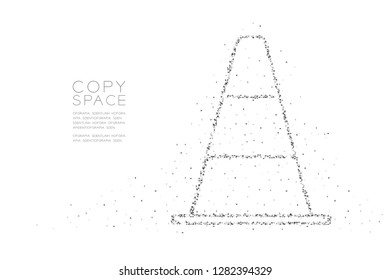 Abstract Geometric Low polygon square box pixel and Triangle pattern Traffic cone, transportation equipment concept design black color illustration on white background with copy space, vector eps 10