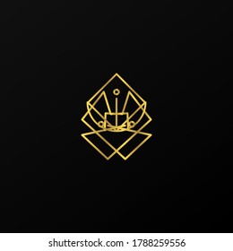 abstract geometric luxury logo with gold lines