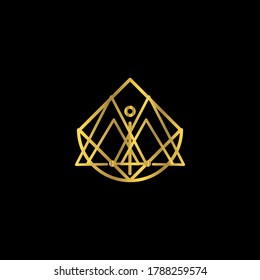 abstract geometric luxury logo with gold lines