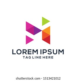 abstract geometric m logo design