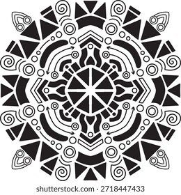 Abstract Geometric Mandala Pattern in Black and White