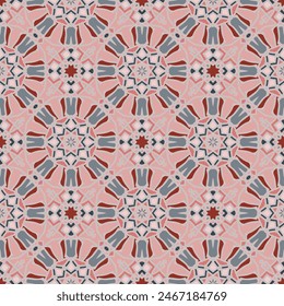 Abstract geometric mandala pattern in pink gray white. Textile printing, interior design,  wallpaper.