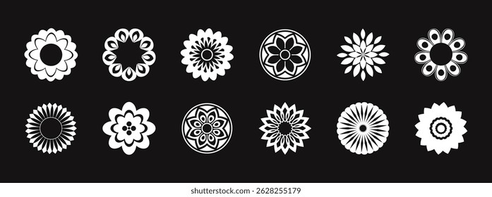 Abstract geometric mandala round ornament. Flower element for decoration