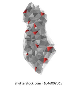 Abstract geometric map of Albania.