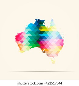 Abstract geometric map Australia background consisting of triangles
