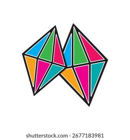 Abstract geometric map of Australia created with colorful low-poly facets. Modern and vibrant crystal mosaic continent silhouette for design