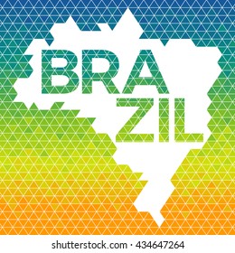 Abstract geometric map of Brazil flag colors vector illustration