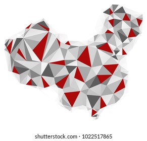 Abstract geometric map of China.