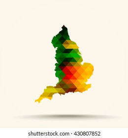 Abstract geometric map England background consisting of triangles