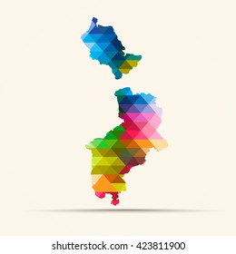 Abstract geometric map German-speaking Community of Belgium background consisting of triangles