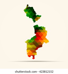 Abstract geometric map German-speaking Community of Belgium background consisting of triangles