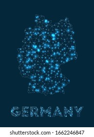Abstract geometric map of Germany. Internet connections and telecommunication design. Artistic vector illustration.