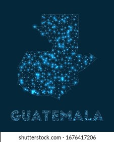 Abstract geometric map of Guatemala. Internet connections and telecommunication design. Authentic vector illustration.